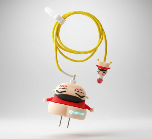 Iphone Charger Case Cover - Shinchan Red - 4 Piece Set (With Wire Protector)