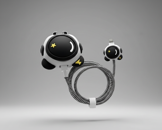 Iphone Charger Case Cover - Cute Astronaut - 4 Piece Set (With Wire Protector)